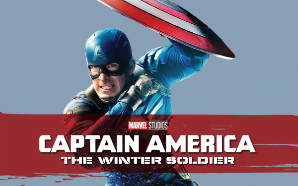 HD PC desktop wallpaper featuring Chris Evans as Steve Rogers/Captain America from Marvel Studios' movie Captain America: The Winter Soldier, poised with his shield.