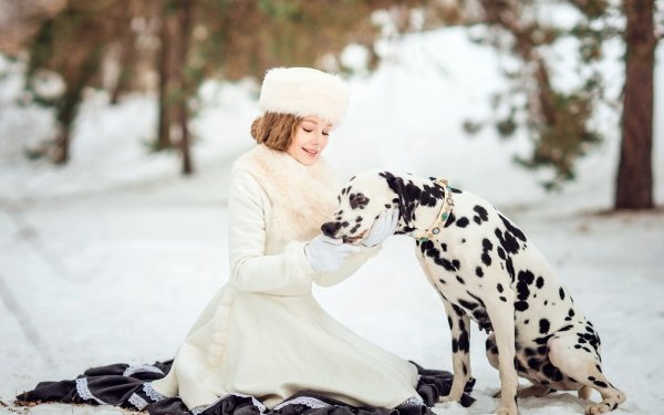 Women Model Winter Dog Dalmatian Coat Hat HD Wallpaper | Background Image