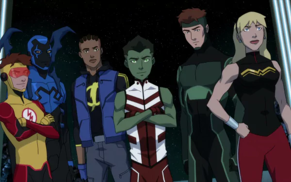 Garfield Logan Bart Allen Cassandra Sandsmark Static (DC Comics) Jaime Reyes Blue Beetle (DC Comics) Geo Force Wonder Girl Beast Boy Kid Flash TV Show Young Justice HD Desktop Wallpaper | Background Image