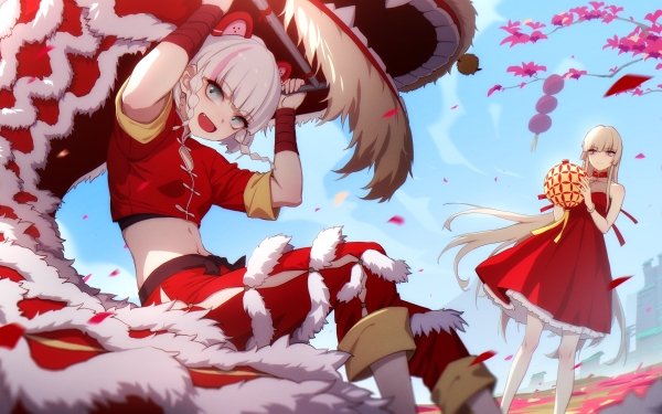 Anime Girl Animal Ears Dress White Hair HD Wallpaper | Background Image
