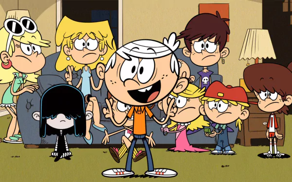 HD desktop wallpaper of The Loud House featuring Luna Loud and her siblings in a group pose.