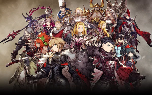 HD wallpaper featuring characters from War of the Visions: Final Fantasy Brave Exvius, poised for epic adventure.