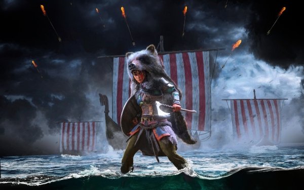 Fantasy Viking Drakkar Boat Woman Warrior HD Wallpaper | Background Image