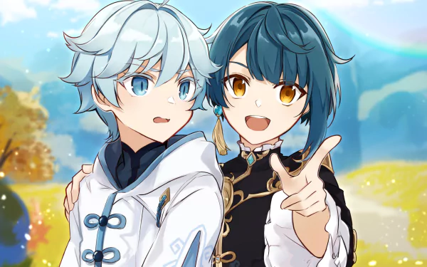 Chongyun (Genshin Impact) Xingqiu (Genshin Impact) video game Genshin Impact HD Desktop Wallpaper | Background Image