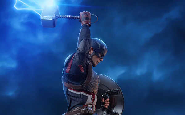 Mjölnir Captain America Steve Rogers Chris Evans movie Avengers EndGame HD Desktop Wallpaper | Background Image