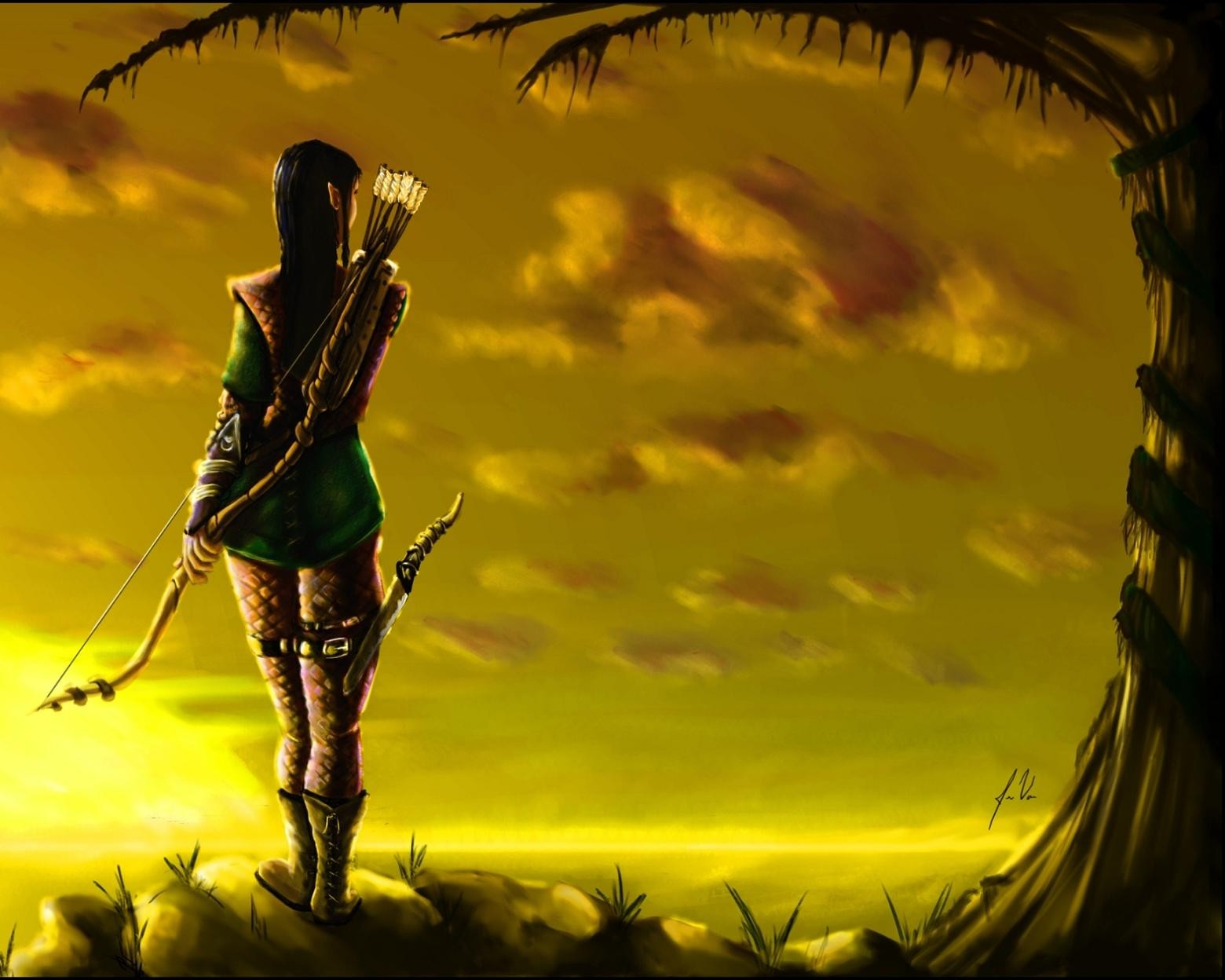 Fantasy archer desktop wallpaper by cheo36