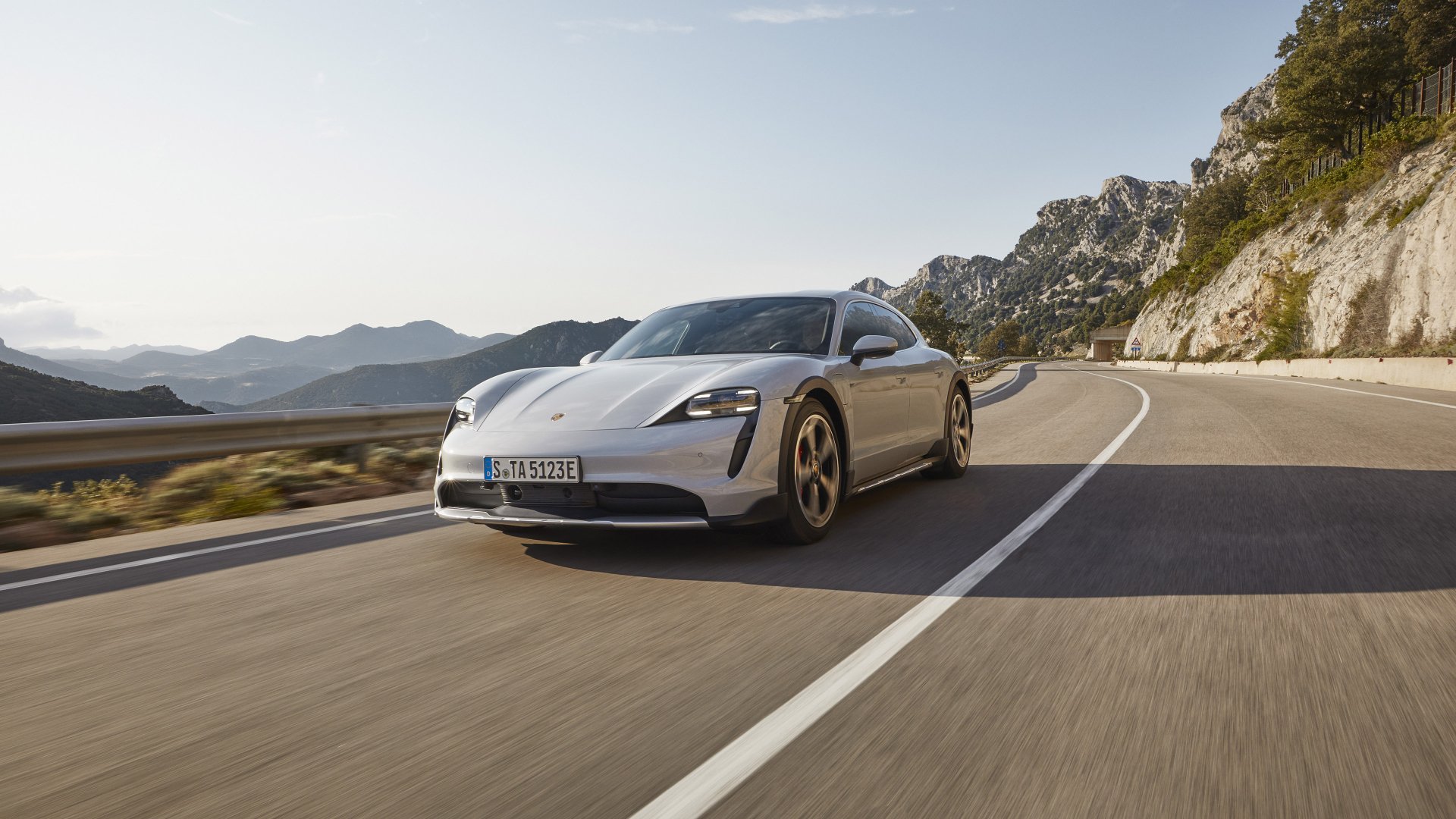 Download White Car Car Porsche Porsche Taycan Vehicle Porsche Taycan 4S 4k Ultra HD Wallpaper