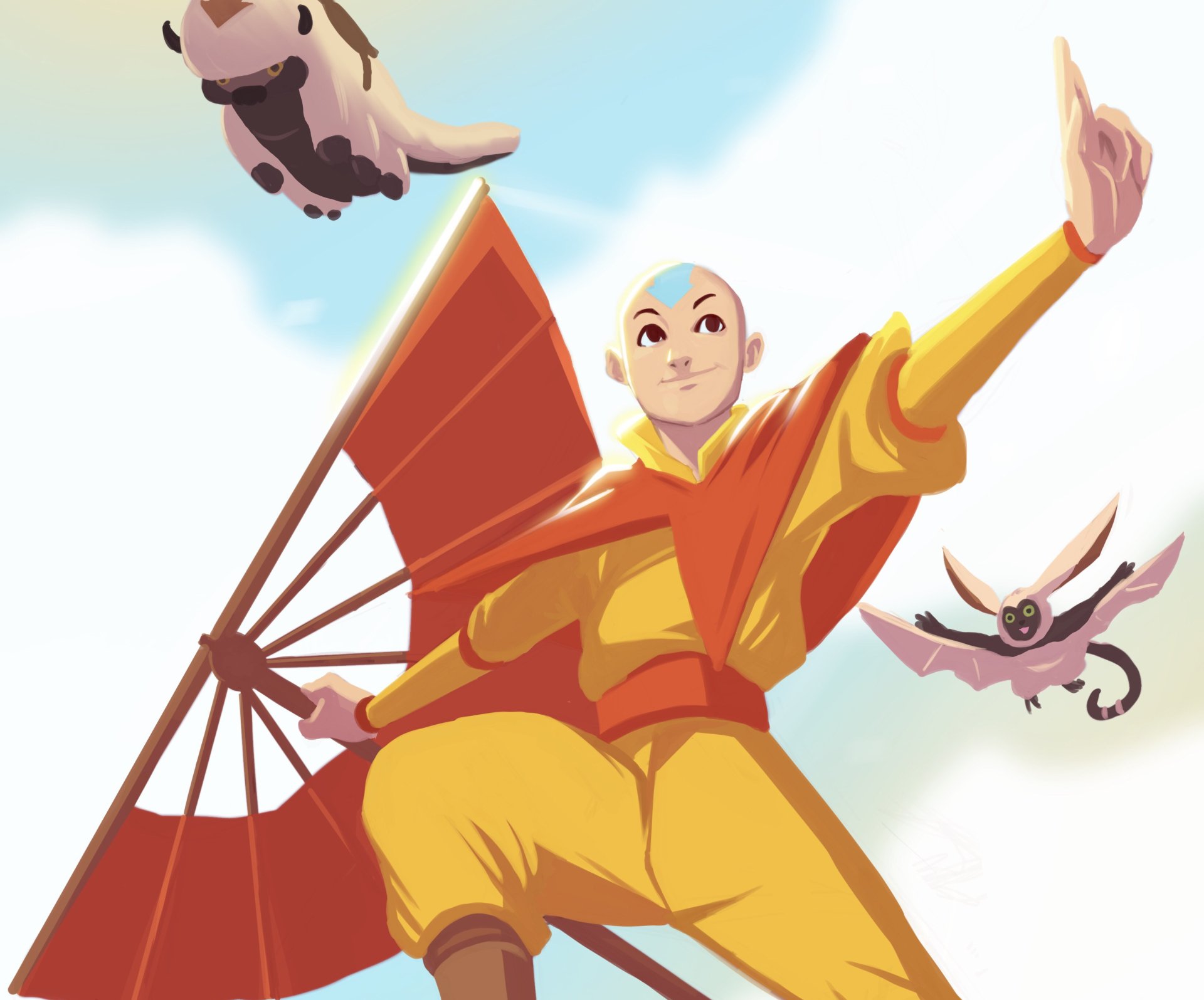 Download Momo (Avatar) Aang (Avatar) Anime Avatar: The Last Airbender HD Wallpaper by Saro Hang