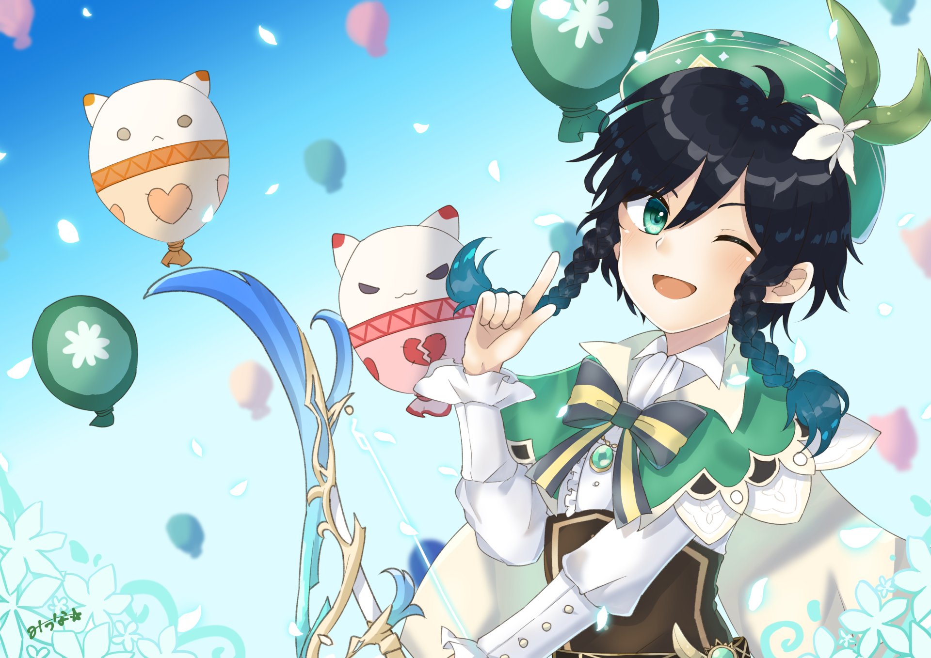 Download Wink Venti (Genshin Impact) Video Game Genshin Impact 4k Ultra HD Wallpaper by みうな