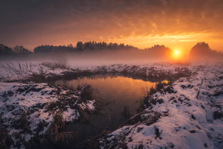 nature outdoor water sunset winter winter sunset HD Desktop Wallpaper | Background Image