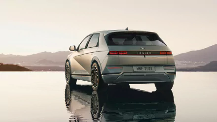 silver car SUV car Hyundai vehicle Hyundai IONIQ 5 HD Desktop Wallpaper | Background Image