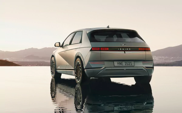 silver car SUV car Hyundai vehicle Hyundai IONIQ 5 HD Desktop Wallpaper | Background Image