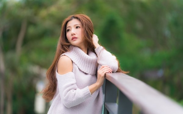 Women Model Asian Brunette Long Hair Depth Of Field HD Wallpaper | Background Image