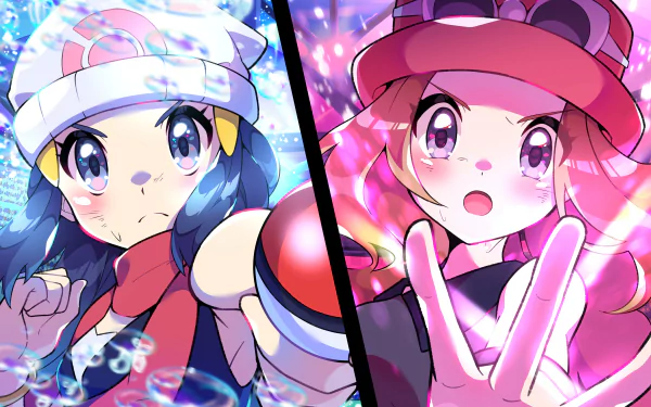 Serena (Pokémon) Dawn (Pokémon) Anime Pokemon HD Desktop Wallpaper | Background Image