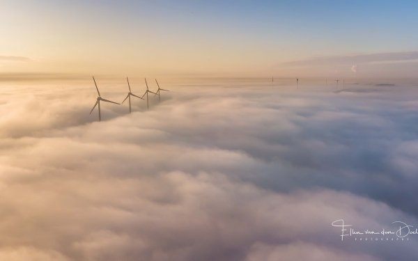 Man Made Wind Turbine Cloud Horizon HD Wallpaper | Background Image