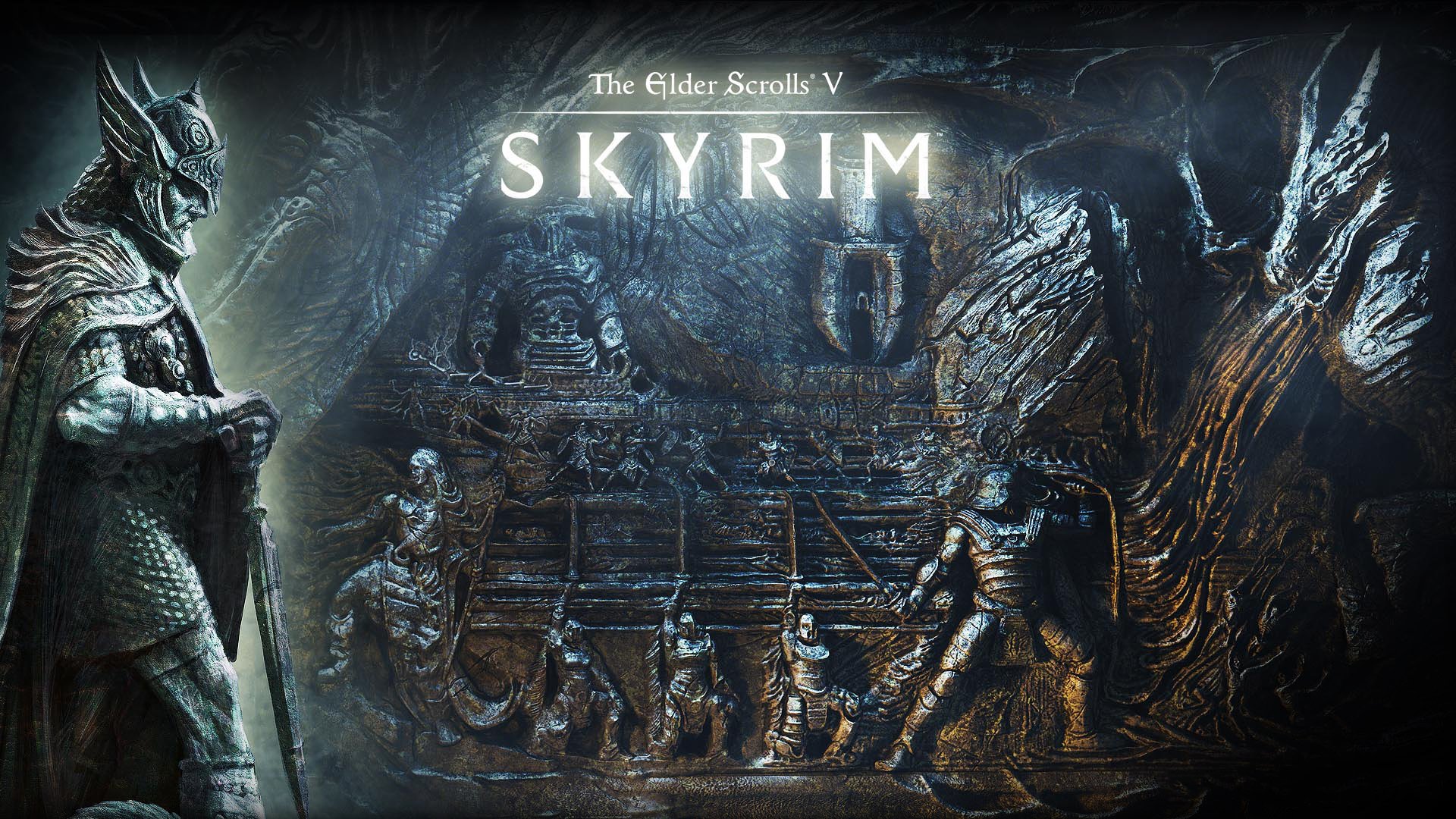 Skyrim desktop wallpaper featuring the video game The Elder Scrolls V: Skyrim.