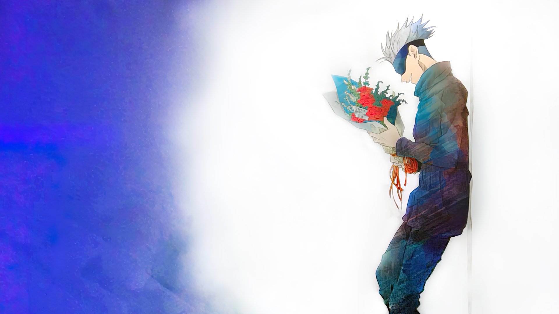 Download Blindfold School Uniform White Hair Satoru Gojo Anime Jujutsu Kaisen 4k Ultra HD Wallpaper