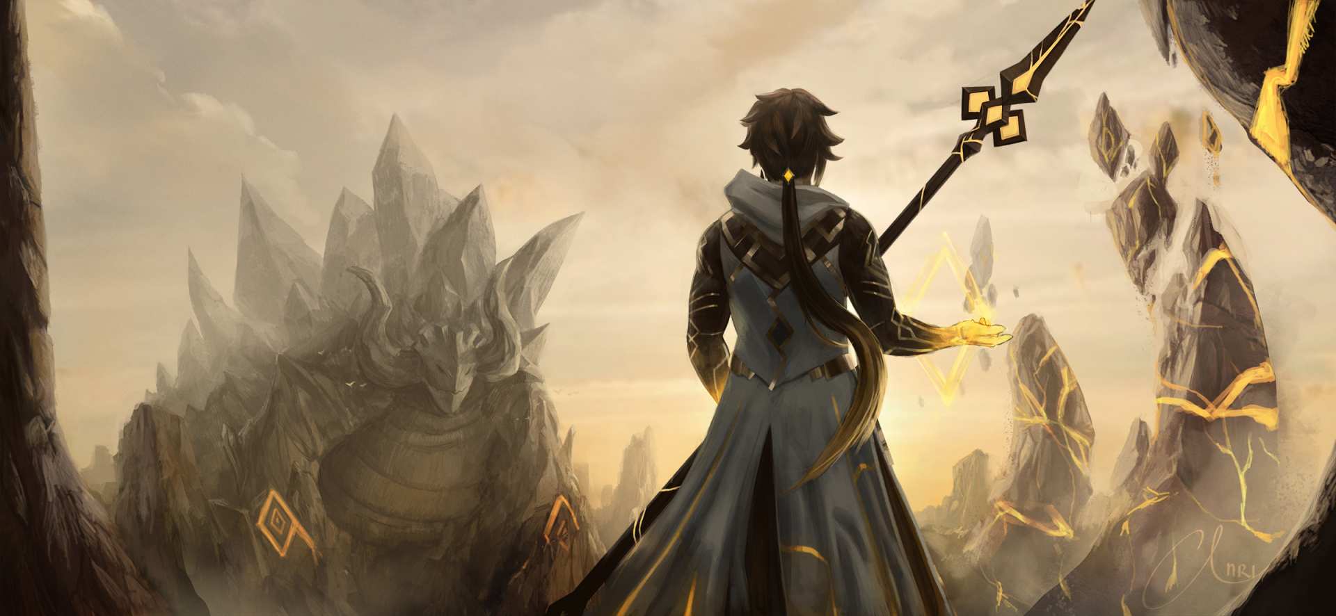 Download Rex Lapis Azhdaha (Genshin Impact) Zhongli (Genshin Impact) Video Game Genshin Impact HD Wallpaper by Anri