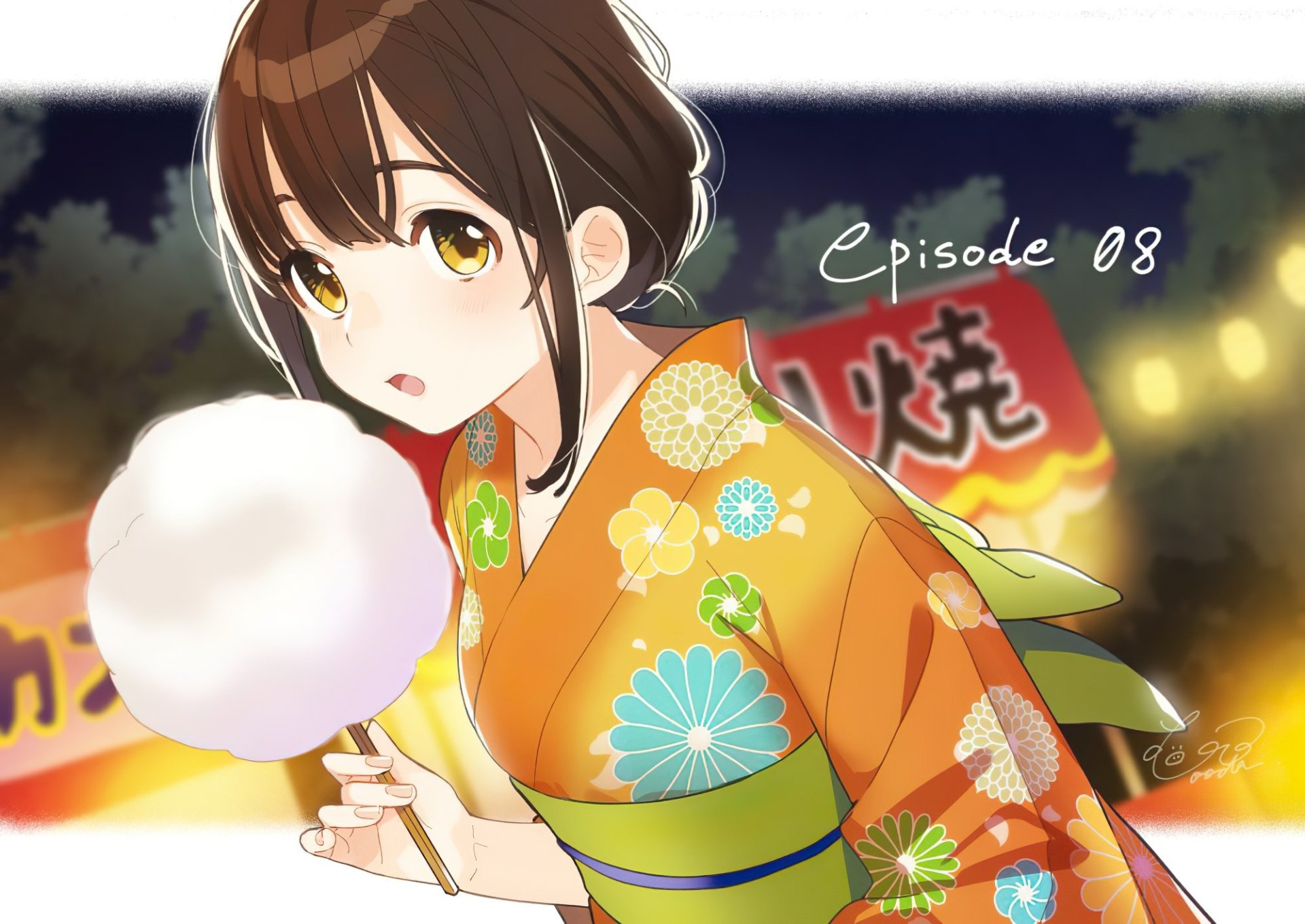 Download Yukata Brown Eyes Brown Hair Sayu Ogiwara Higehiro Anime HD Wallpaper by ぶーた