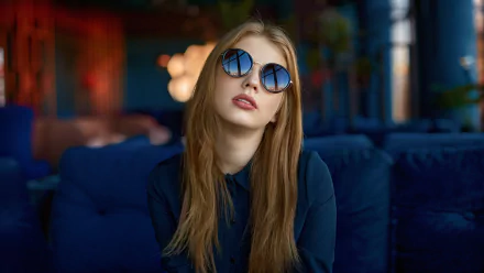 depth of field sunglasses blonde woman model HD Desktop Wallpaper | Background Image