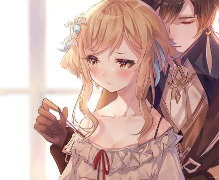 Zhongli (Genshin Impact) Lumine (Genshin Impact) video game Genshin Impact HD Desktop Wallpaper | Background Image