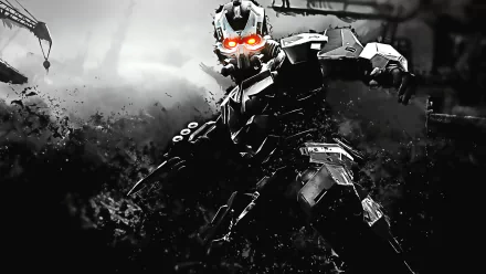 HD desktop wallpaper of a character from the video game Killzone 3, featuring a menacing figure with glowing red eyes amidst a dark, tumultuous background.