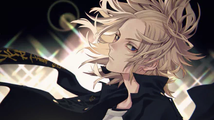 4K Ultra HD anime wallpaper of Mikey Manjiro Sano from Tokyo Revengers, showcasing his intense gaze and detailed character design against a dark, dynamic background.