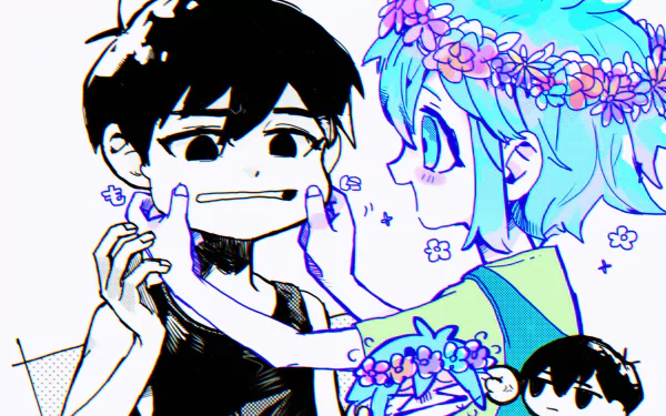 black hair blue hair OMORI Basil (Omori) Omori (Character) video game HD Desktop Wallpaper | Background Image
