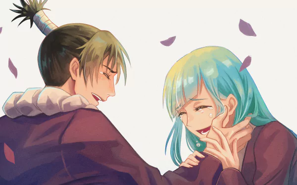 Kokichi Muta school uniform long hair blue hair Kasumi Miwa Anime Jujutsu Kaisen HD Desktop Wallpaper | Background Image