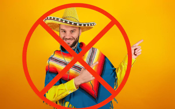 HD wallpaper of a humorous no-entry sign superimposed over a man in colorful attire against a yellow background.