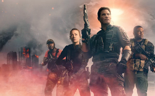Sam Richardson Edwin Hodge Yvonne Strahovski Chris Pratt movie The Tomorrow War HD Desktop Wallpaper | Background Image