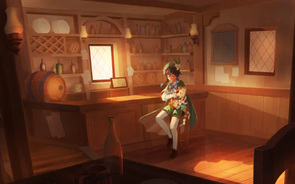 harp Venti (Genshin Impact) video game Genshin Impact HD Desktop Wallpaper | Background Image