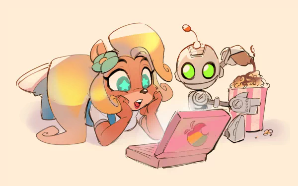 Clank (Ratchet & Clank) Coco Bandicoot Ratchet & Clank Crash Bandicoot video game crossover HD Desktop Wallpaper | Background Image
