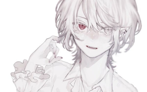 Anime Boy Heterochromia Fangs Pointed Ears Vampire Short Hair HD Wallpaper | Background Image