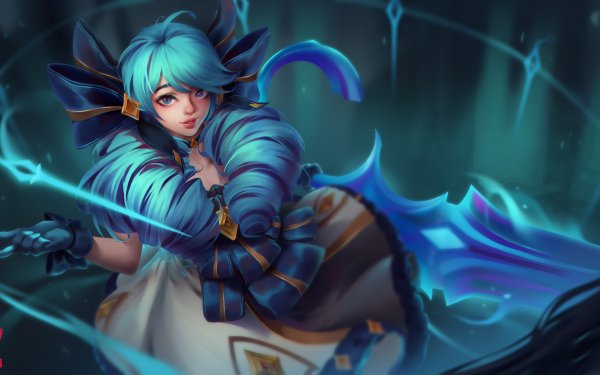 Video Game League Of Legends Gwen Blue Hair HD Wallpaper | Background Image