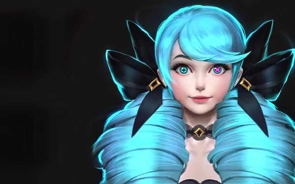 blue hair Gwen (League Of Legends) video game League Of Legends HD Desktop Wallpaper | Background Image