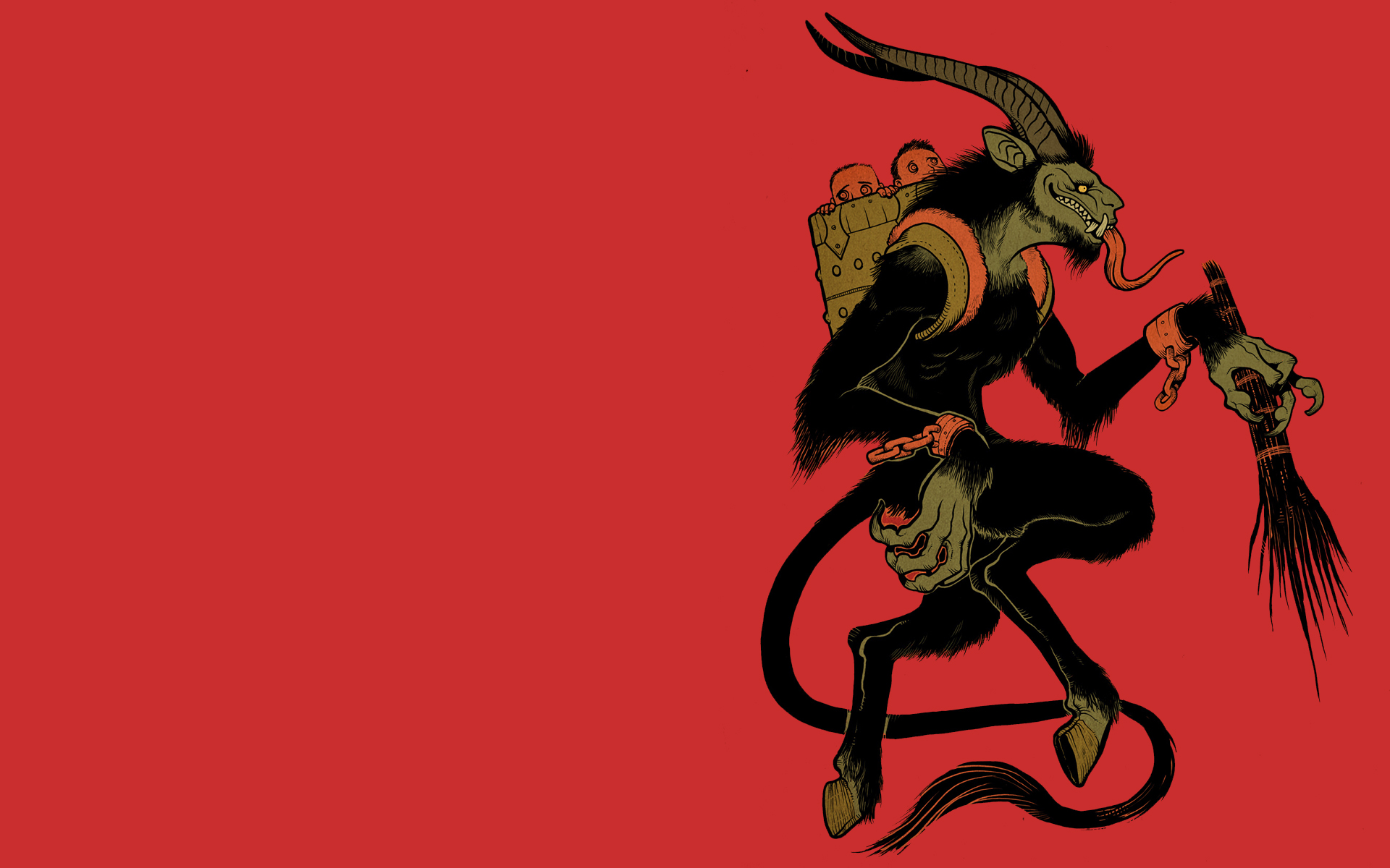 Krampus, a fantastical creature, creates an eerie desktop wallpaper.