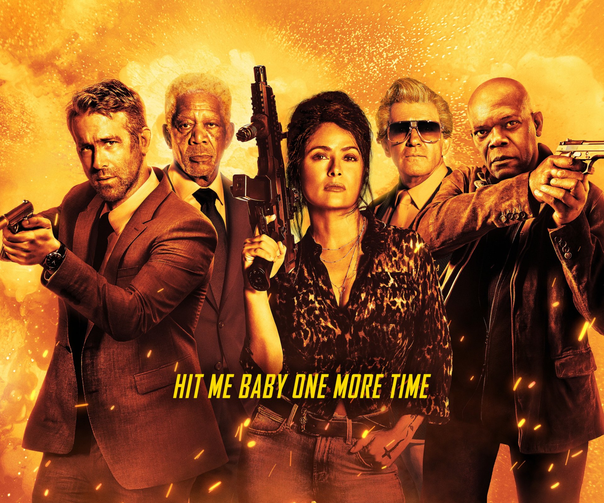 Download Darius Kincaid Michael Bryce Sonia Kincaid Morgan Freeman Antonio Banderas Ryan Reynolds Salma Hayek Samuel L. Jackson Movie The Hitman's Wife's Bodyguard HD Wallpaper