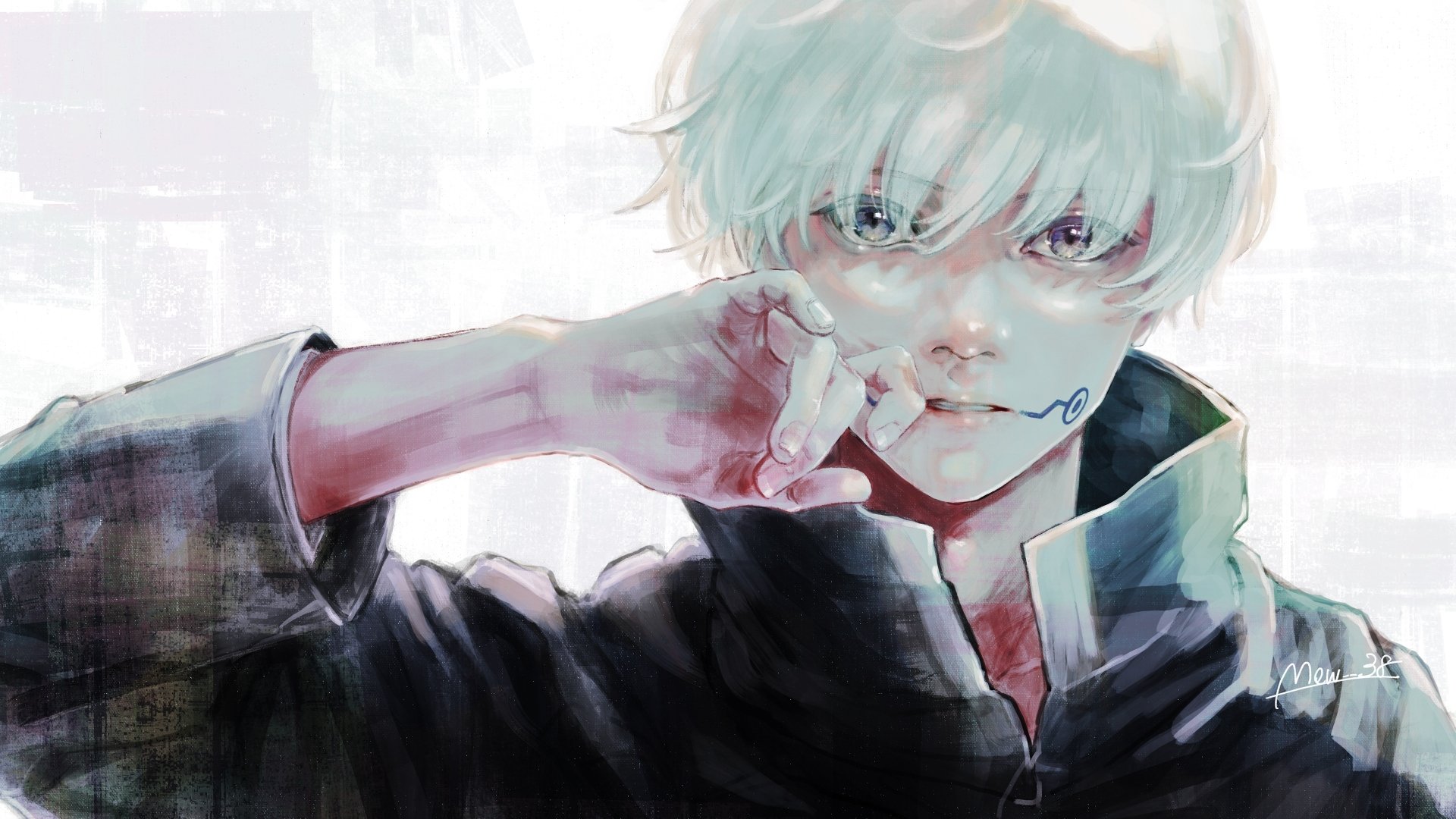 4K Ultra HD anime wallpaper featuring Toge Inumaki from Jujutsu Kaisen, depicted with white hair, his signature blue mouth symbol, and a dark outfit.