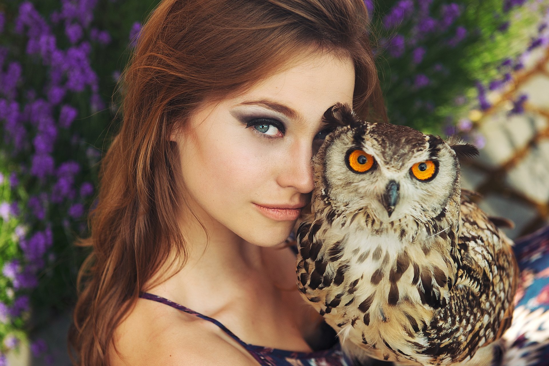 Download Owl Redhead Woman Model 4k Ultra HD Wallpaper by Anastasia Vervueren