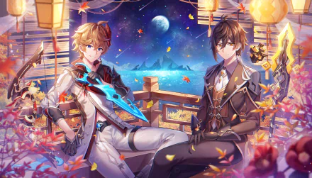 Zhongli (Genshin Impact) Tartaglia Childe (Genshin Impact) video game Genshin Impact HD Desktop Wallpaper | Background Image