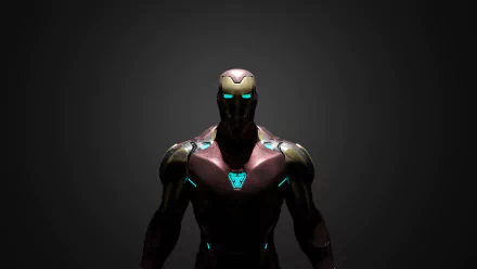 4K Ultra HD PC desktop wallpaper featuring Iron Man superhero from comics, depicted with glowing eyes and chest reactor against a dark background.