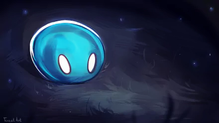 HD PC desktop wallpaper featuring a glowing blue Slime from the video game Genshin Impact against a dark, starry background.