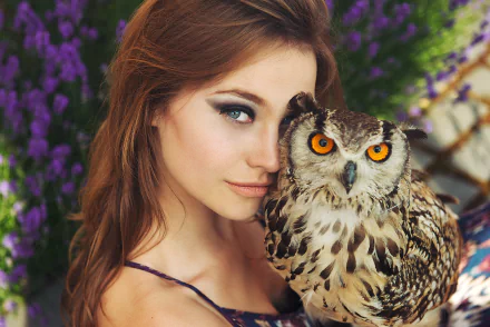 owl redhead woman model HD Desktop Wallpaper | Background Image