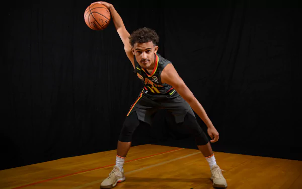 NBA basketball Atlanta Hawks Trae Young Sports HD Desktop Wallpaper | Background Image