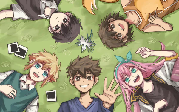lying down smile Kel (Omori) Sunny (Omori) Aubrey (Omori) Hero (Omori) Basil (Omori) video game OMORI HD Desktop Wallpaper | Background Image