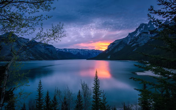 nature Alberta Canada mountain sunset lake HD Desktop Wallpaper | Background Image