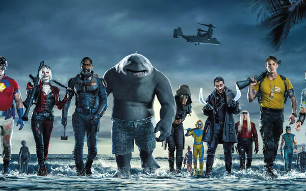 Bloodsport (DC Comics) Polka-Dot Man Rick Flag King Shark (DC Comics) Michael Rooker Savant (DC Comics) Harley Quinn Captain Boomerang movie The Suicide Squad HD Desktop Wallpaper | Background Image