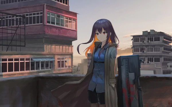 orange eyes black hair Anime girl anime girl HD Desktop Wallpaper | Background Image