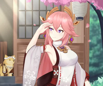 Yae Miko Guuji (Genshin Impact) video game Genshin Impact HD Desktop Wallpaper | Background Image